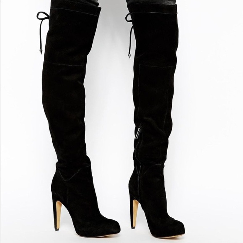 Sam Edelman over the knee black lace up boots